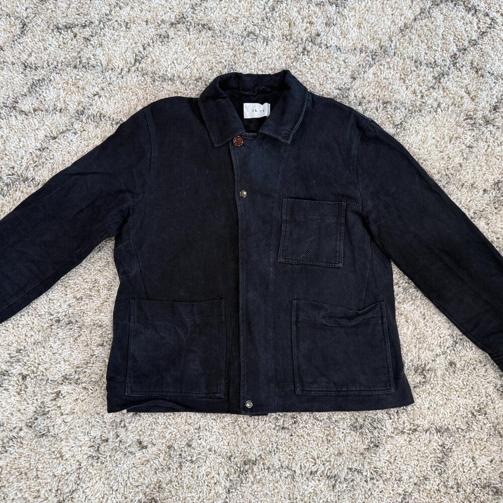 Olive Clothing Men's Black Cotton Twill Utility Jacket - One size